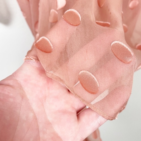 Michelle Mason Polka Dot Plunge Long Sleeve Mini Dress Pink Size 0 Cocktail - Picture 10 of 13